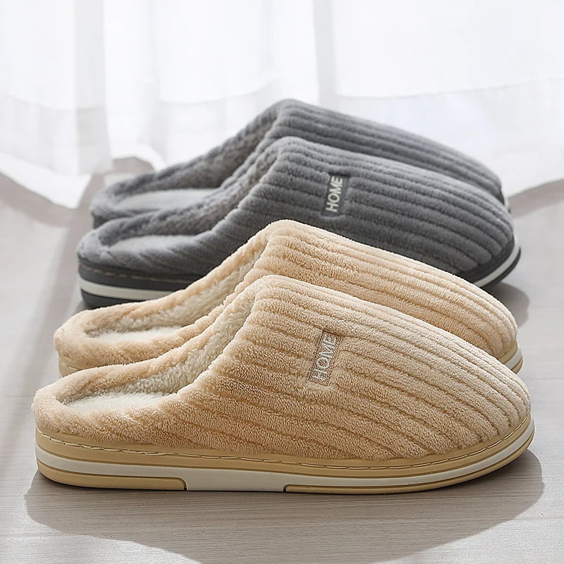 Women's Plush Cotton Slippers - Non-Slip Winter House Shoes Indoor Warm Comfort