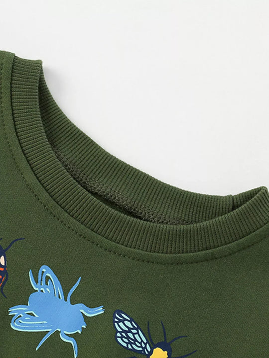 Another view: Girls' Butterfly Cotton Sweatshirt — Black Forest