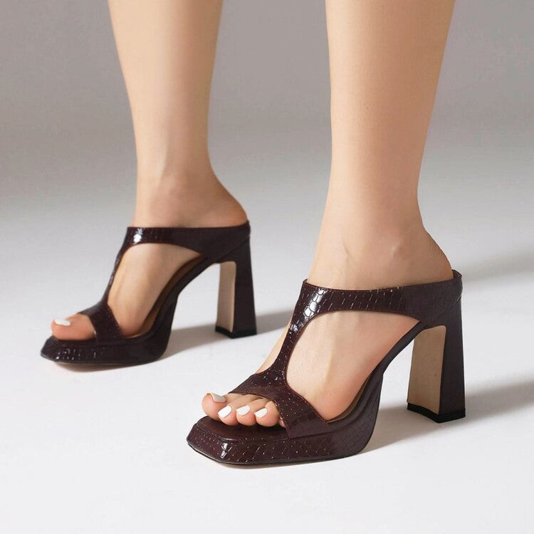 Women's Platform Chunky-Heel Square-Toe Sandals | Outdoor Wear