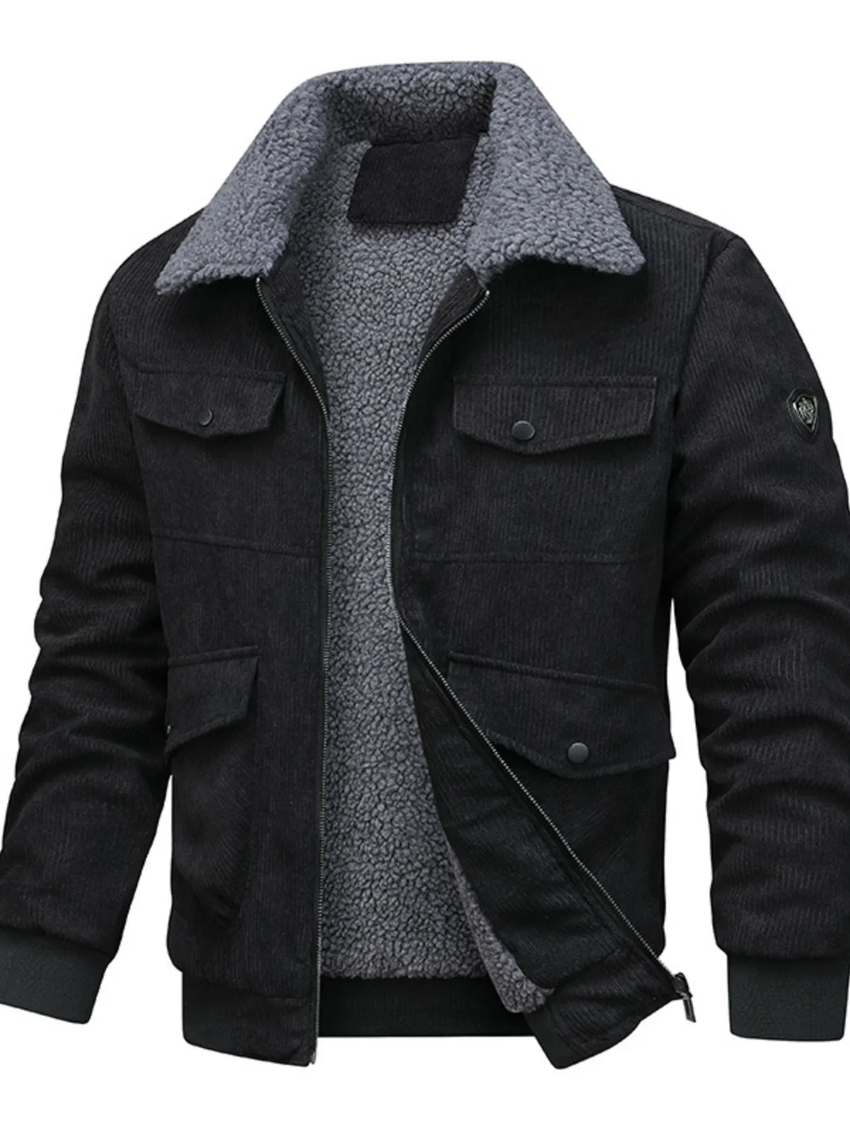 Men's Plus Size Sherpa-Lined Corduroy Jacket