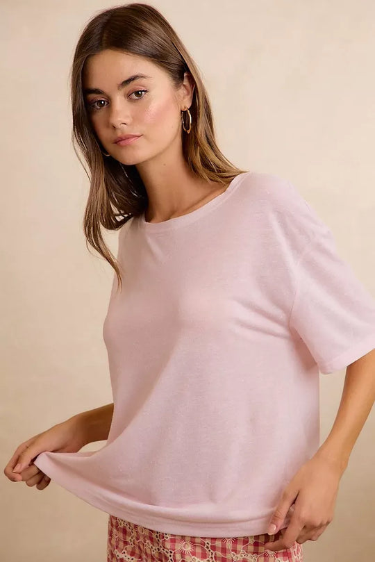 Another view: Solid Jersey Relaxed Fit Short Sleeve Pocket Top — Pale Lavender