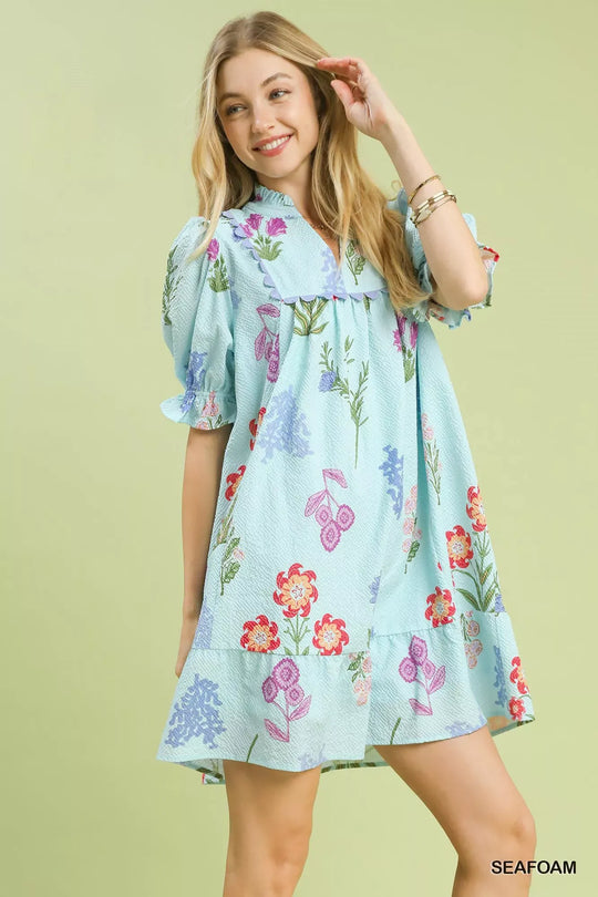 Another view: Umgee Multi Flower Print V-Neck Dress