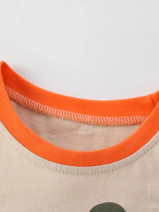 Another view: Kids’ Dinosaur Pocket Cotton T-Shirt — Eggshell