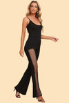 Women's scoop-neck mesh one-piece jumpsuit
