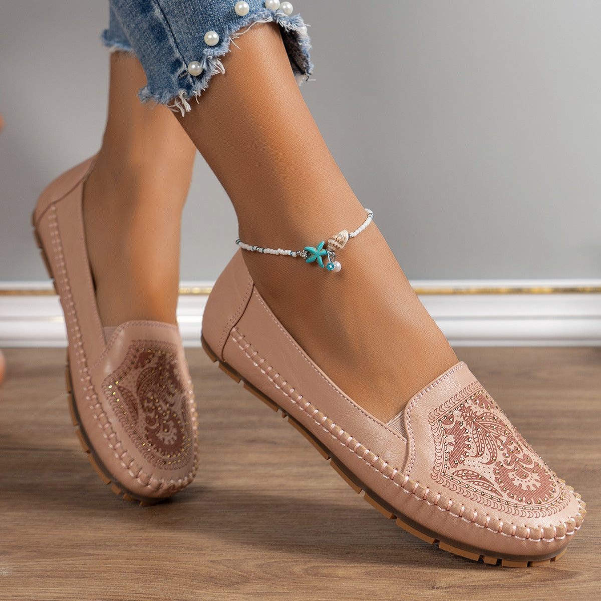 Women's Retro Flat Loafers | Vintage Slip-On Round Toe Shoes | PU Leather Everyday Flats