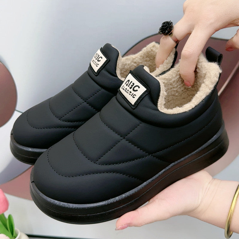 Women's Old Beijing Cotton Boots – Plaid Faux Fur Lined Flat Heel Mid-Calf Shoes