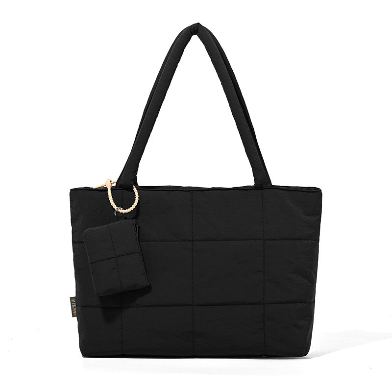 Women's Plaid Patchwork Tote Bag | Solid Color Shoulder Bag for Everyday Use