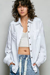 POL off-white washed textured cotton Western shirt