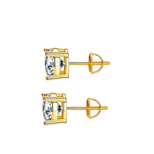Another view: 1 Carat Moissanite 925 Sterling Silver Stud Earrings