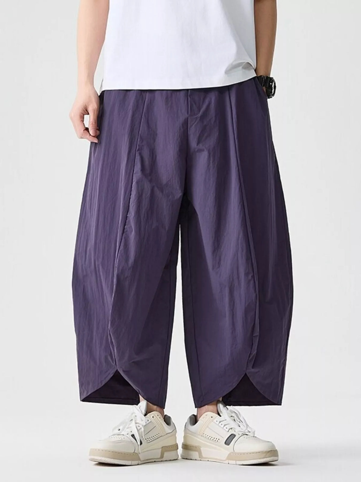 Men's Plus Size Cropped Wide-Leg Harem Pants
