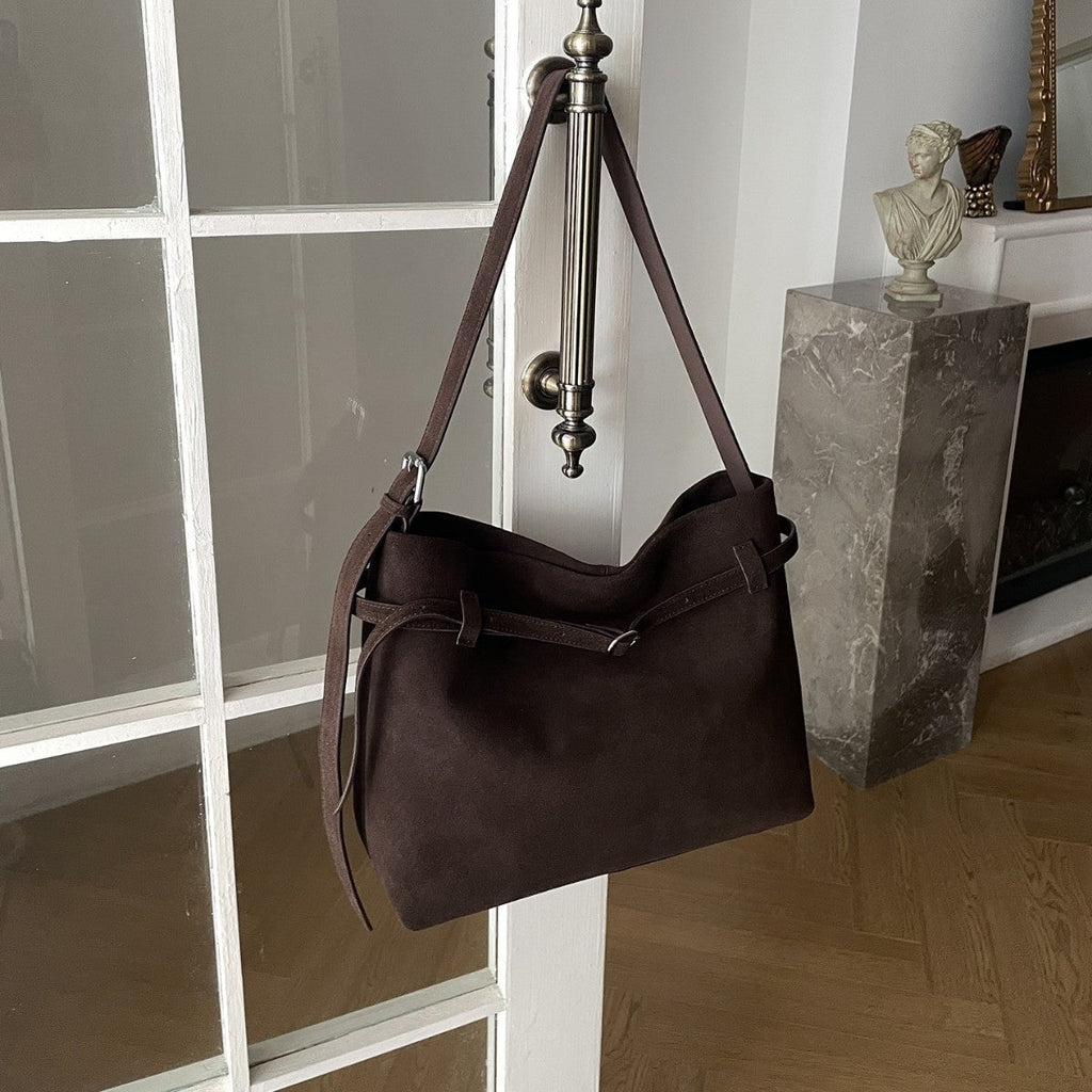Retro Matte Genuine Leather Large Capacity Tote Shoulder Bag – Women's Everyday Carry