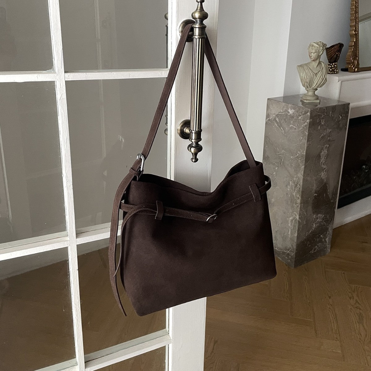 Retro Matte Genuine Leather Large Capacity Tote Shoulder Bag – Women's Everyday Carry