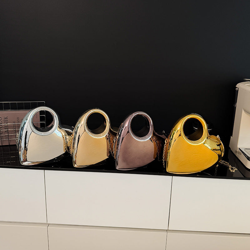 Korean Heart-Shaped Acrylic Evening Bag for Women - Trendy Crossbody Clutch Purse