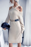 Noelle Cold Shoulder Rib-Knit Sweater Dress (Belt Not Included) — product view 2