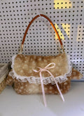 Women's Plush Bow-Tie Tote Underarm Bag – Fluffy Fawn Crossbody Handbag