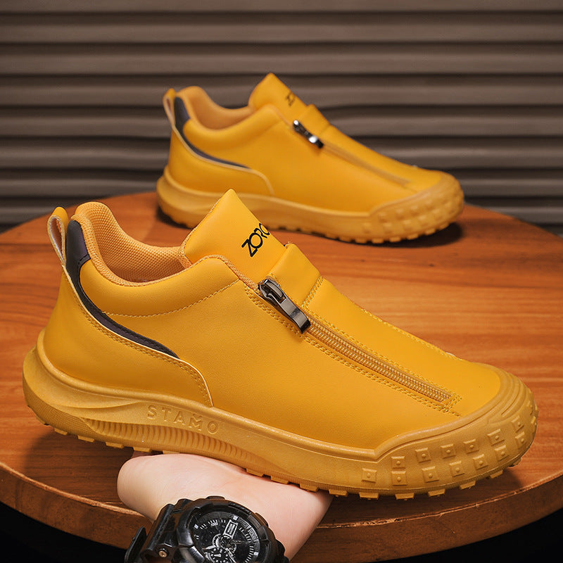 Men's Side Zipper Loafer Shoes – Soft Sole Casual Slip-On with Rubber Outsole | Sizes EU 39–44