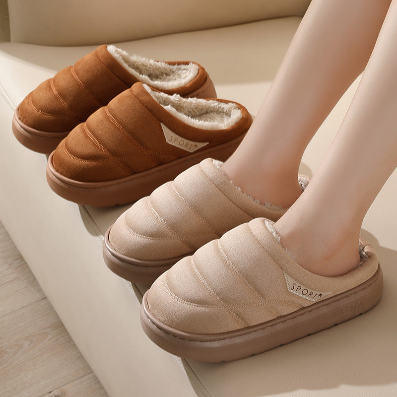 Plush Winter Slippers for Women & Men - Warm Indoor House Shoes with Thick EVA Sole & Non-Slip Grip
