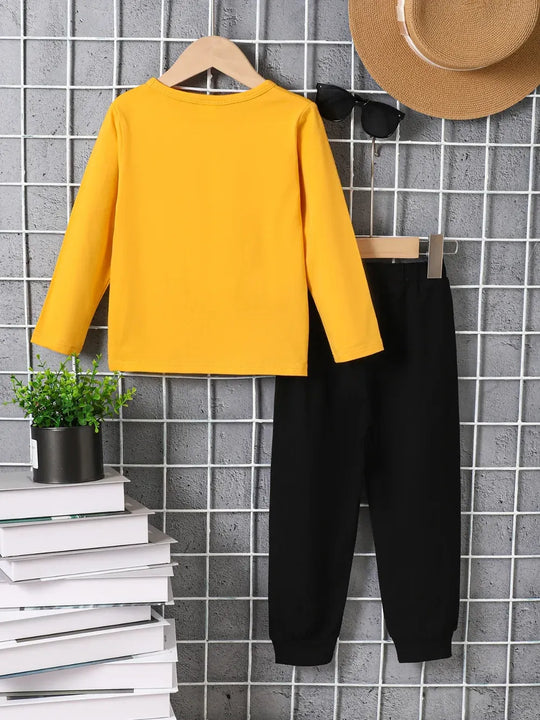 Another view: Graphic Cotton-Blend Top & Pants Set — Gold