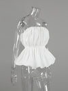 White strapless cotton bubble-hem top for women