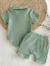 Bluebird Lane Ribbed Knit Polo Bodysuit & Shorts Set — product view 3