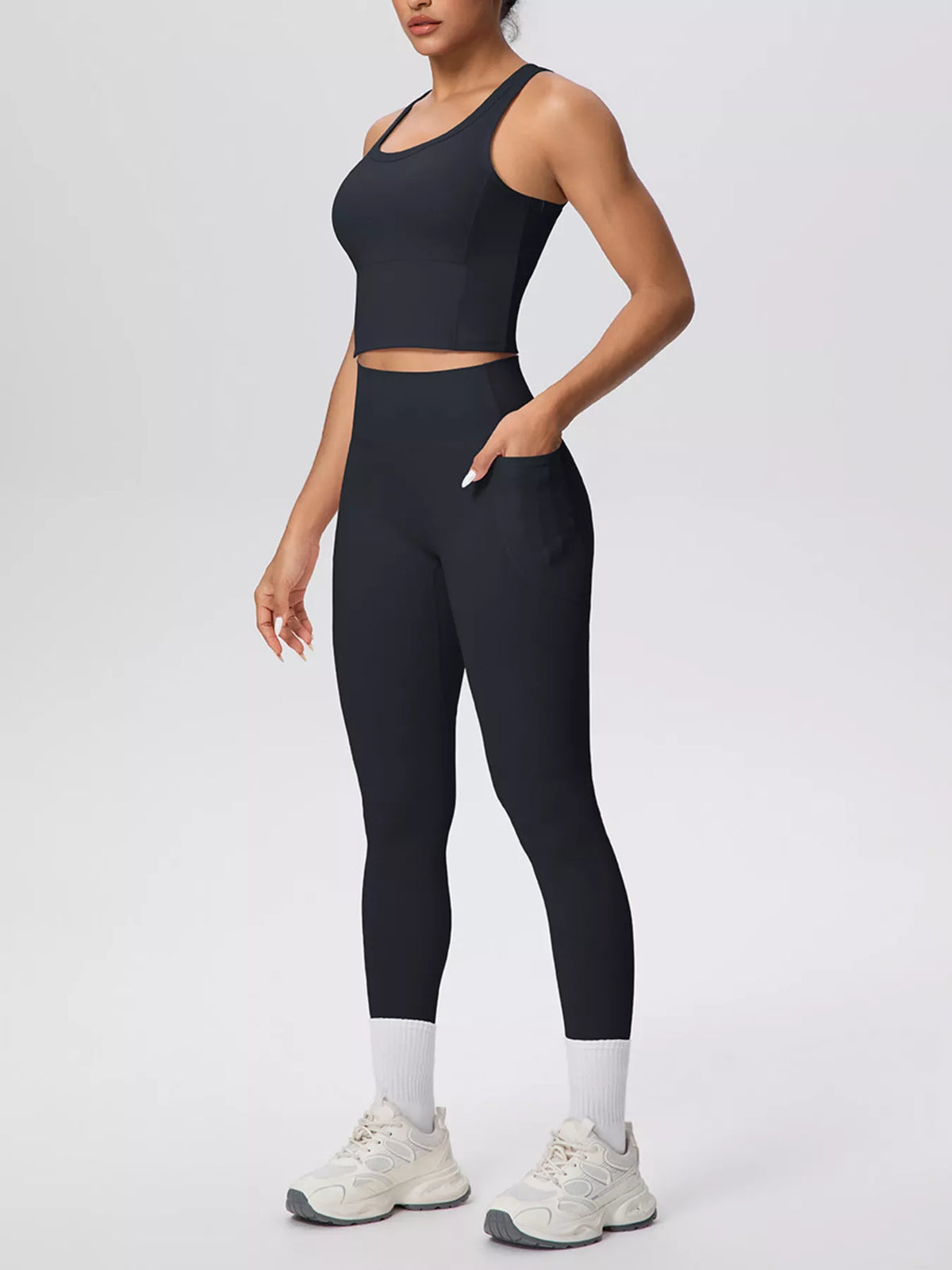 Scoop-Neck Tank & High-Waisted Leggings Set