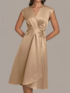 Valentina Satin Wrap Midi Dress with Pockets — product view 3
