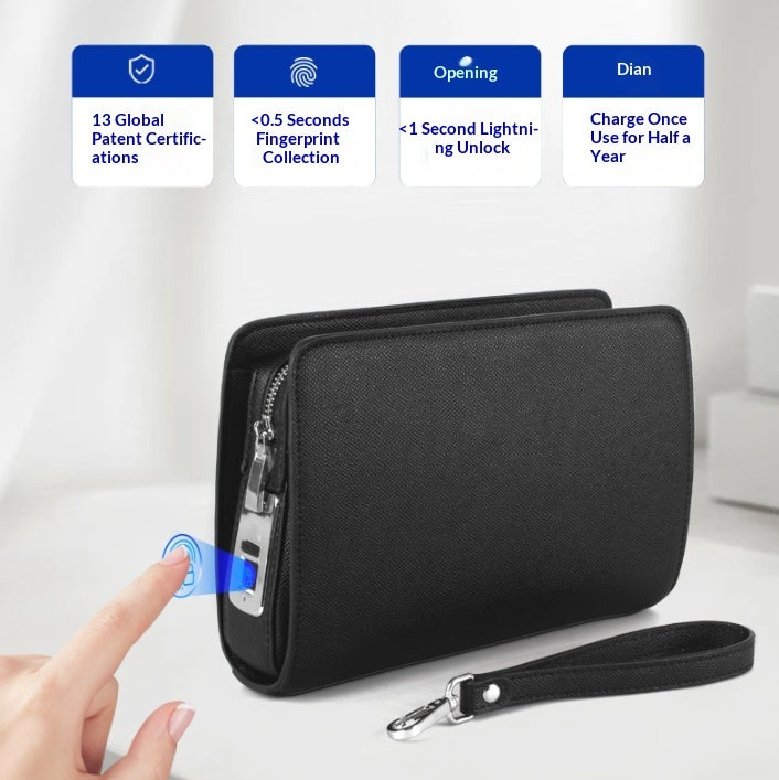 Men's Smart Fingerprint-Proof PU Leather Clutch Bag – Urban Minimalist Wallet Clutch