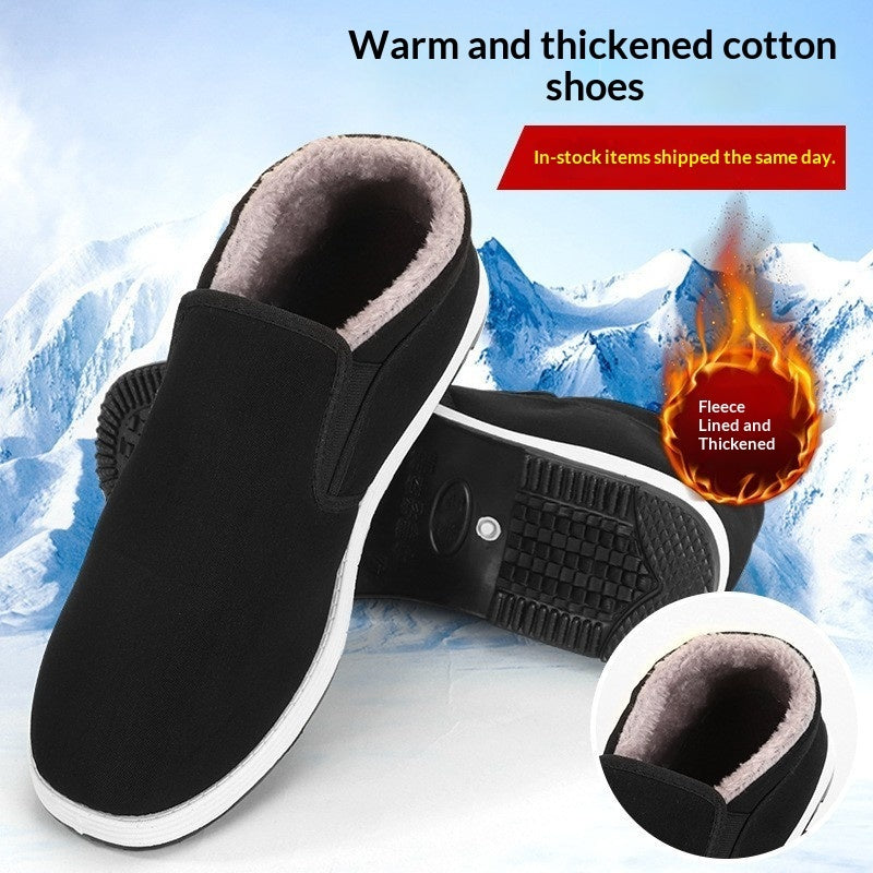 Men's High-Top Wool-Lined Canvas Shoes - Thickened Insole Winter Sneakers