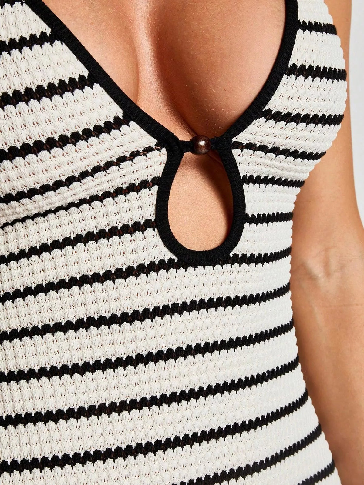 Striped Halter Cutout Maxi Dress