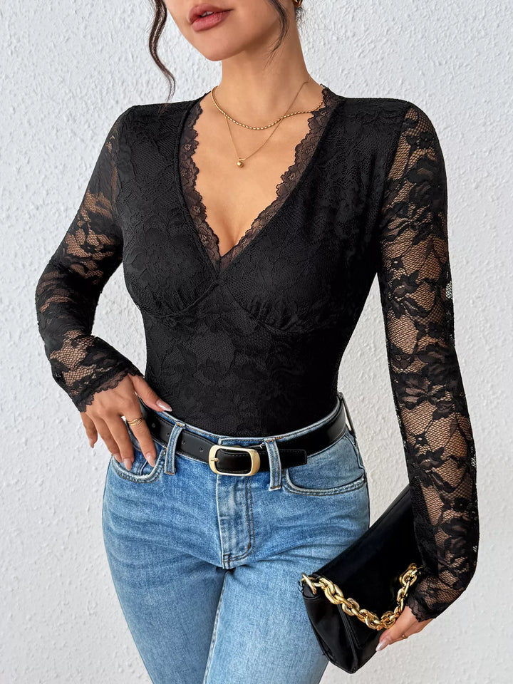 Dahlia Lace Long-Sleeve Bodysuit — product view 1