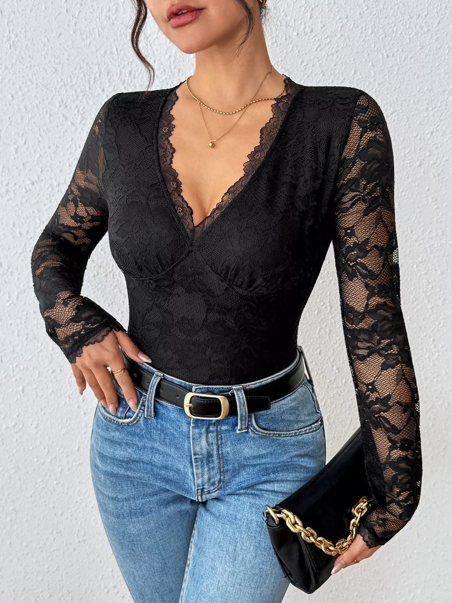 Dahlia Lace Long-Sleeve Bodysuit