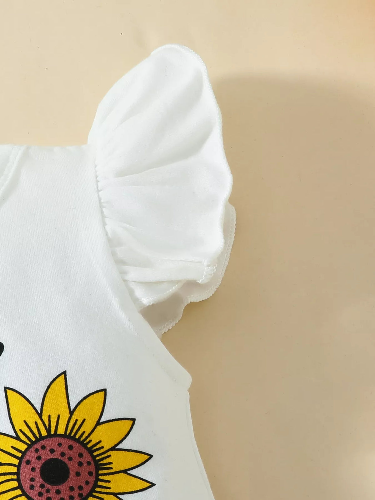 North Star Ruffled Bodysuit and Sunflower Skirt Set with Headband