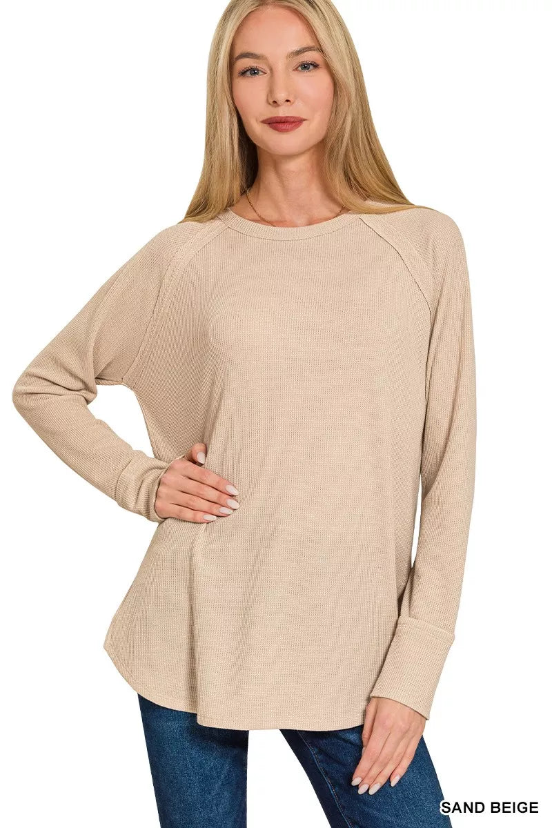 Baby Waffle Knit Raglan Long Sleeve Top
