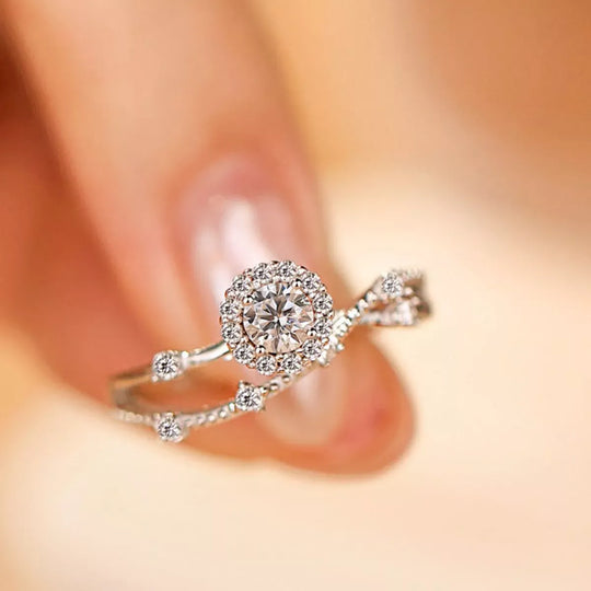 Another view: 1 Carat 925 Sterling Silver Moissanite Layered Ring