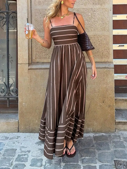 Another view: Cutout Back Striped Maxi Dress