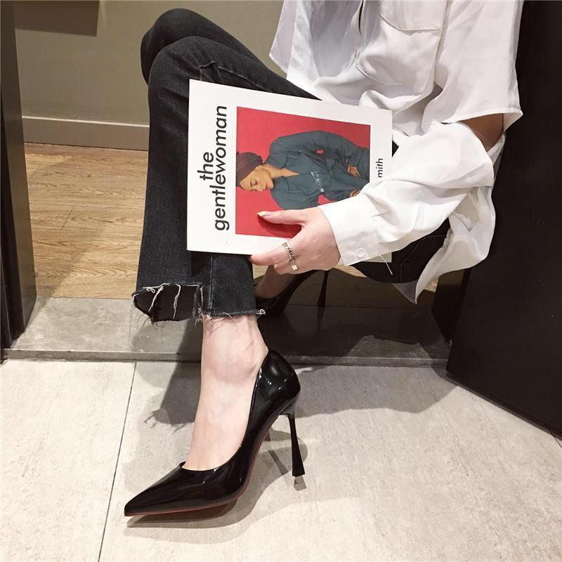 Women's Pointed-Toe Patent Leather Stiletto Heels | Slip-On Dress Pumps