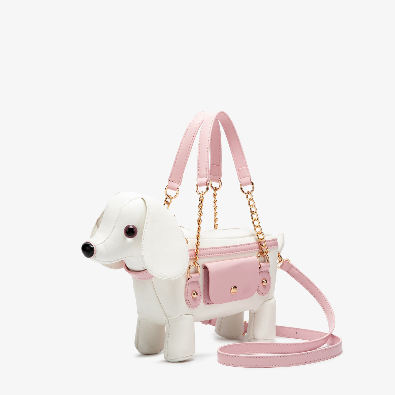 Teddy Dog Shaped Crossbody Bag - Cute Novelty PU Leather Shoulder Bag for Women