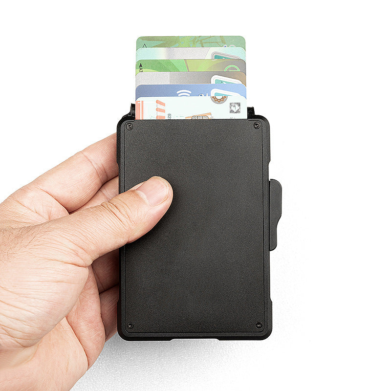 Men's Genuine Leather Card Holder with Metal Details - Slim Wallet