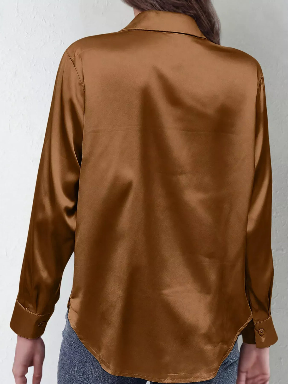Women's Satin High-Low Button-Down Shirt — photo 3