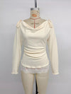 Women's apricot tie-detail lace top