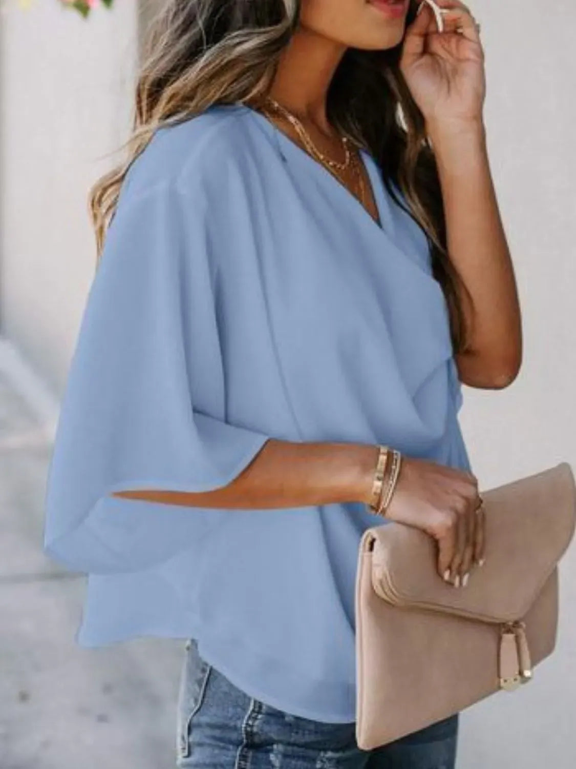 Women's Ruched 3/4-Sleeve Blouse – Regular & Plus Sizes — photo 15
