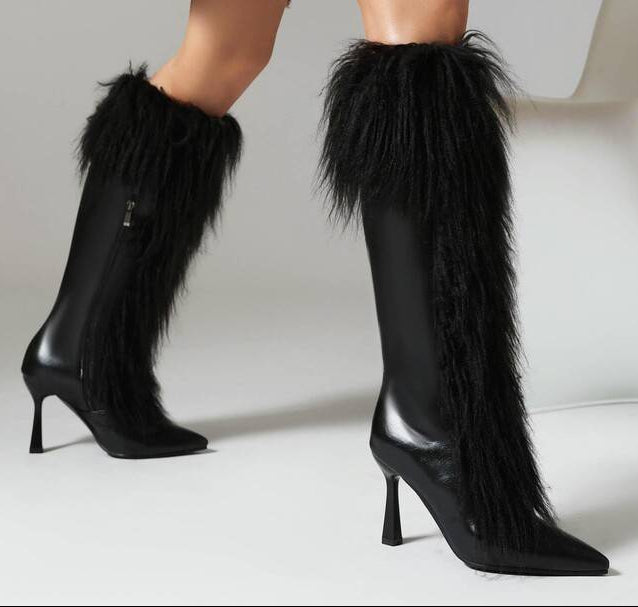 Women's Tassel Stiletto Boots – Suede High Heel Side Zipper Long Boots