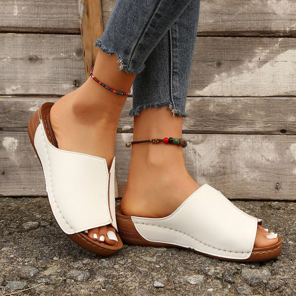 Wedge Sandals - Peep Toe Platform Slides