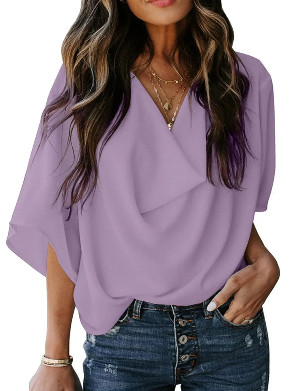Women's Ruched 3/4-Sleeve Blouse – Regular & Plus Sizes — photo 17