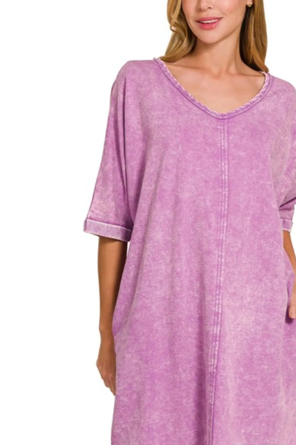 Acid-Wash French Terry T-Shirt Dress