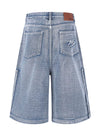 Pale Indigo Wide-Leg Denim Shorts — color or detail view 3