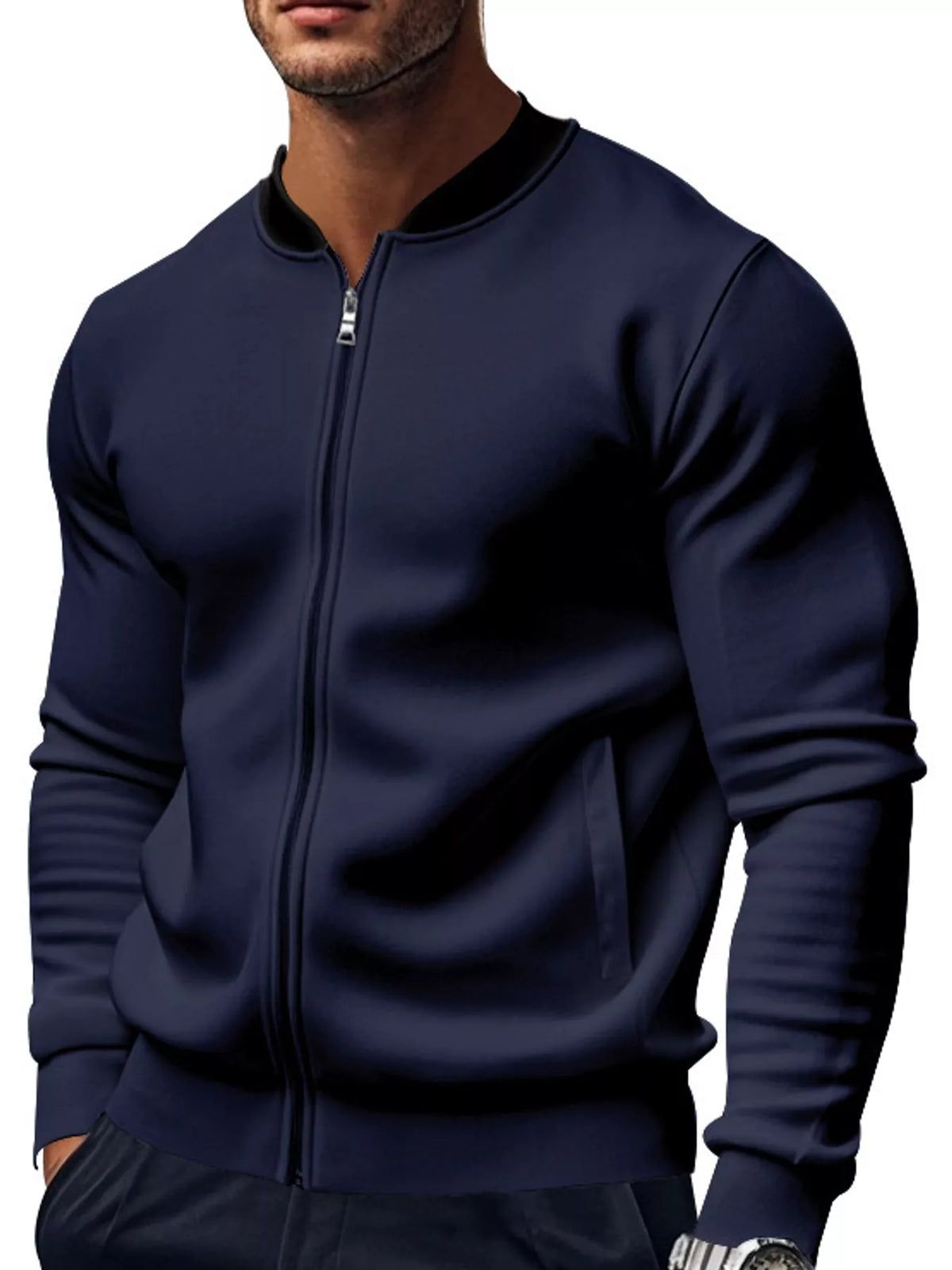 Men's Classic-Fit Zip-Up Bomber Jacket with Pockets — photo 15