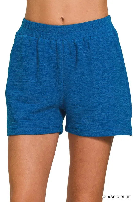 Cotton Slub Shorts — Classic Blue
