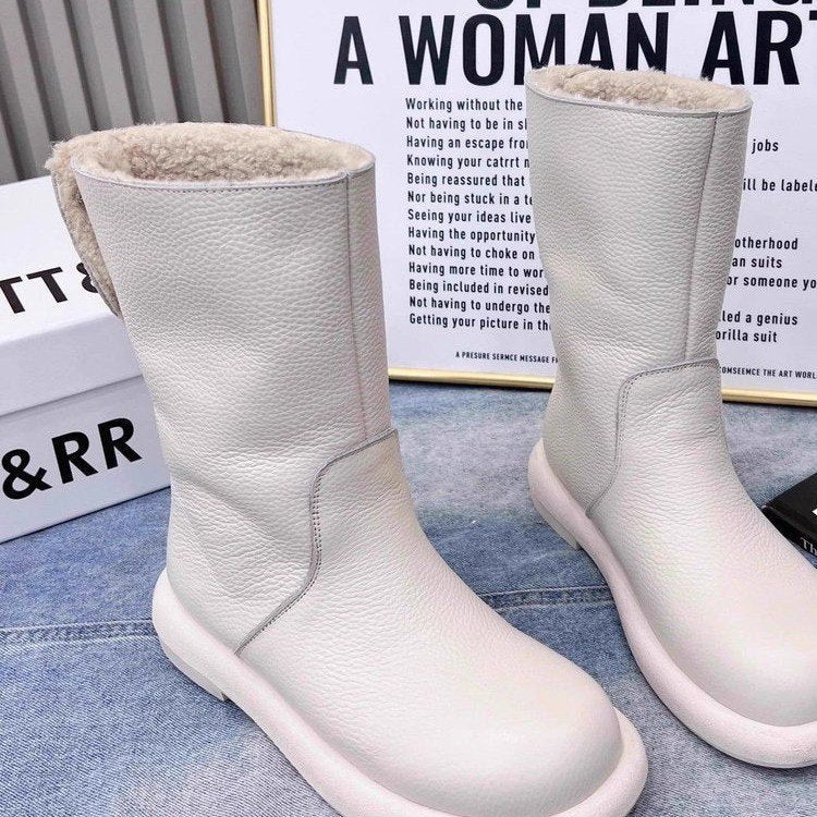 Women's Non-Slip Thick Sole Winter Snow Boots - Warm PU Leather Platform Boots