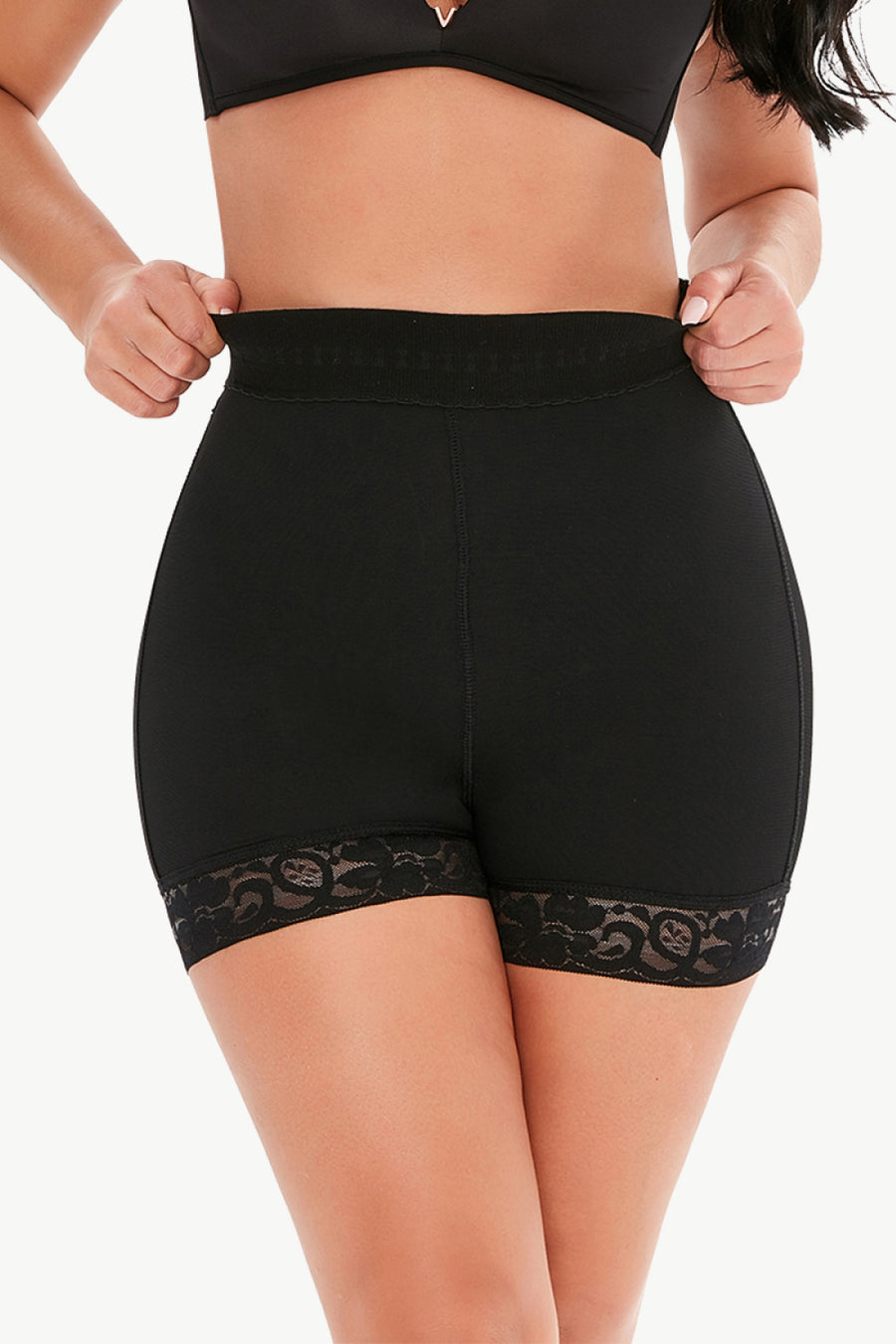 Pull-On Lace Trim Shaping Shorts — Full Size